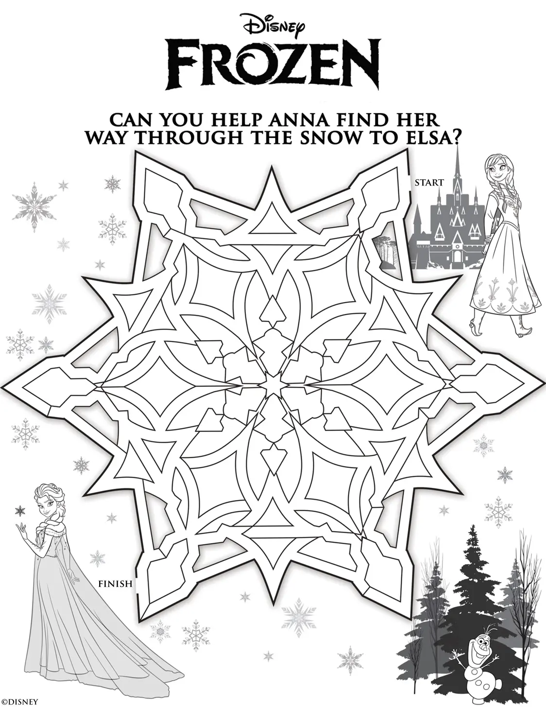 Anna Frozen Maze coloring page to print