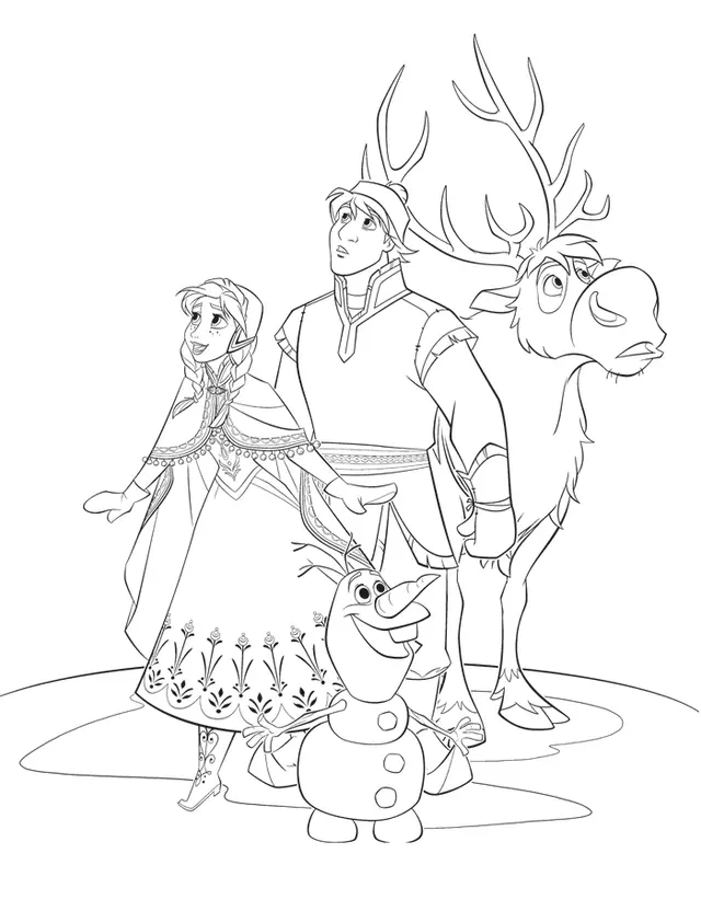 Coloriage Anna Reine Des Neiges Olaf Kristoff - La Reine des neiges à imprimer