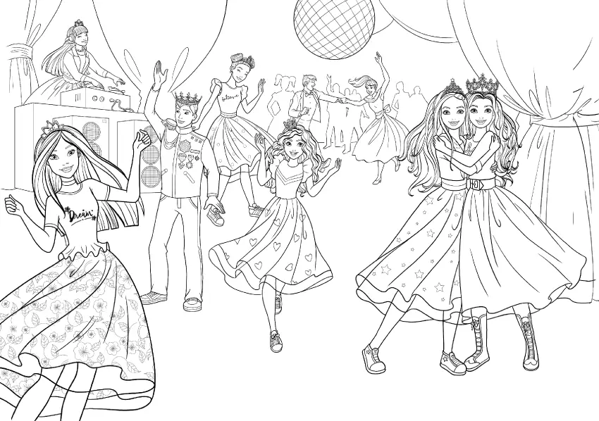 Coloriage Anniversaire De Barbie Princesse Avec Dj Et Musique - Barbie princesse à imprimer