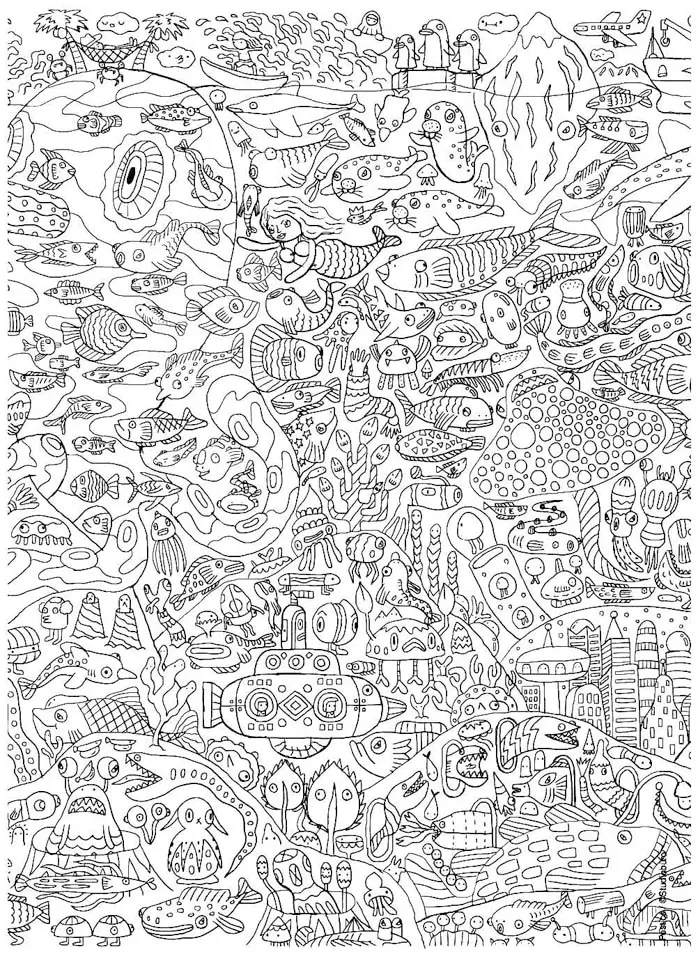 Coloriage Spirales et courbes apaisantes - Adulte à imprimer