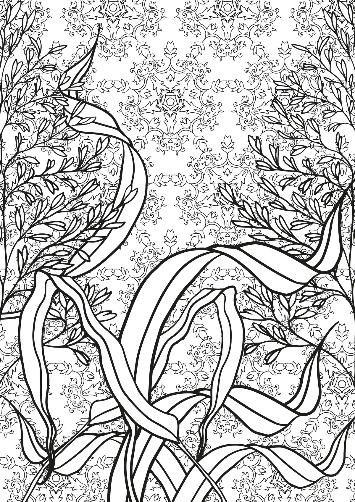Coloriage Spirales et formes calmes pour détente - Adulte à imprimer