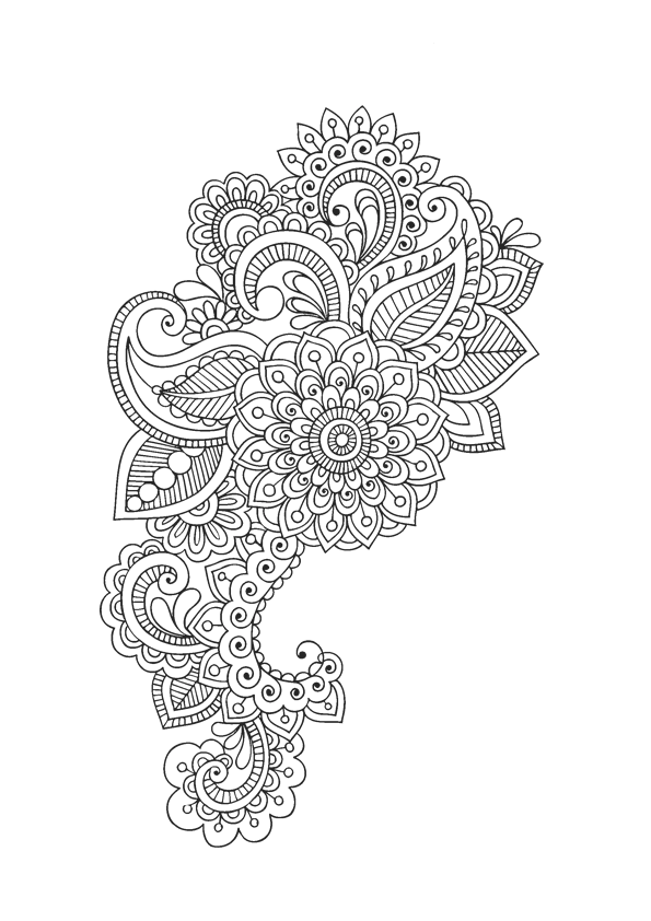 Coloriage Motifs floraux enchâssés pour relaxation - Adulte à imprimer