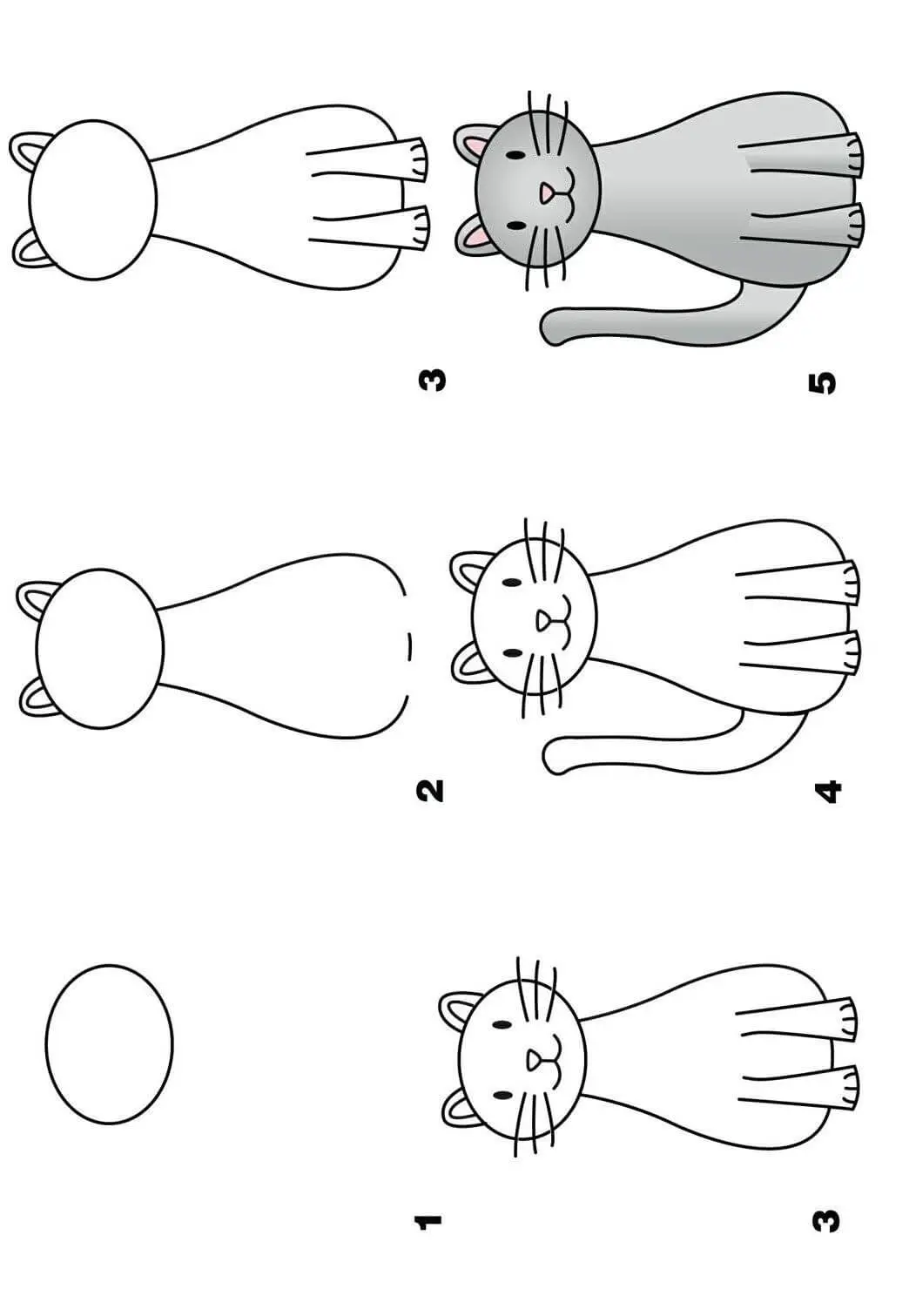 Coloriage Apprendre A Dessiner Un Chat - Dessin facile à imprimer
