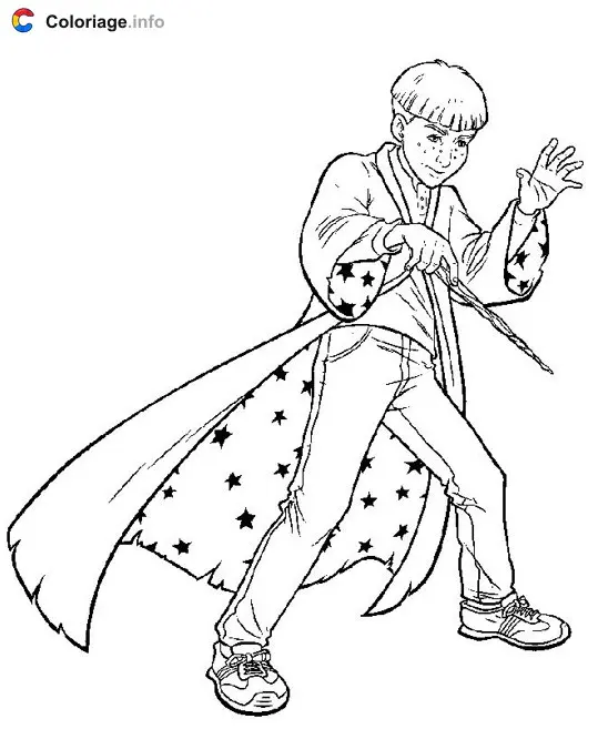 Young Wizard Harry Potter coloring page to print