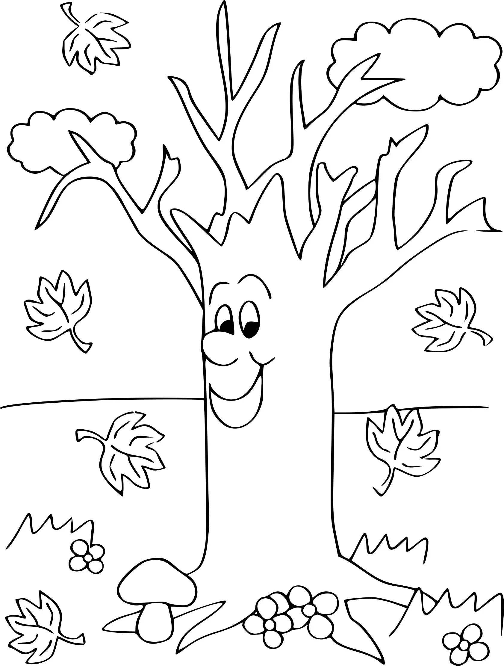 Coloriage Arbre Automne Maternelle - Automne à imprimer