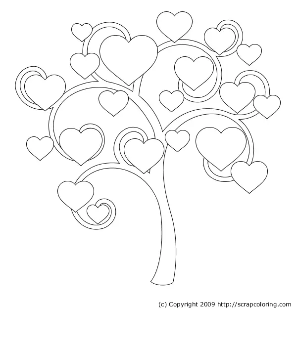 Coloriage Arbre De Cœur - Coeur à imprimer