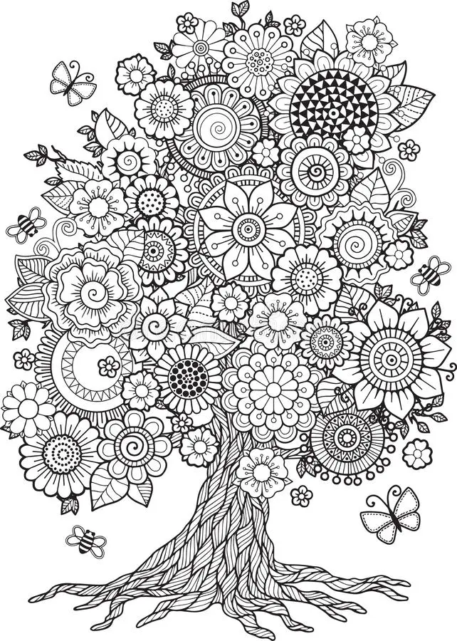 Kleurplaat Bloesemboom – Bloemen in de Lente om te printen