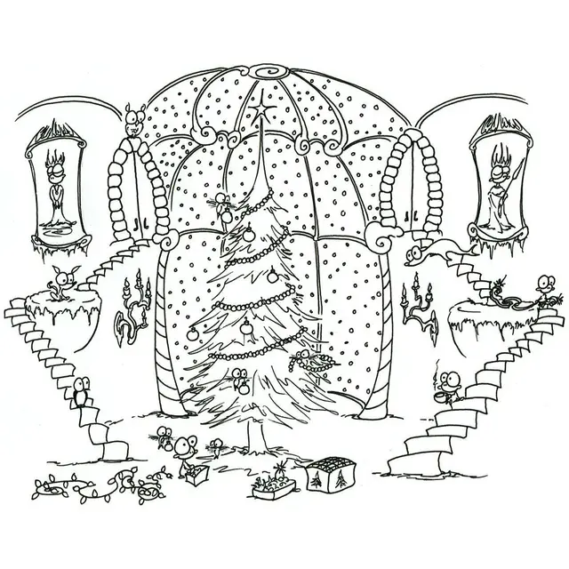 Coloriage Arbre De Noël Dans Verriere - Noël à imprimer