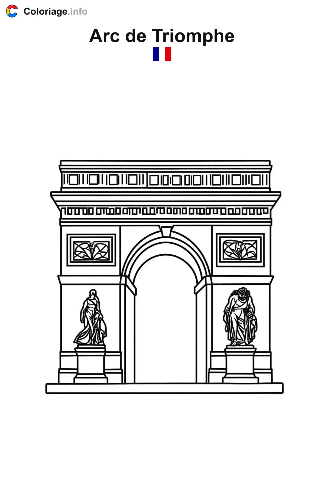 Coloriage Arc de Triomphe France - Monuments à imprimer