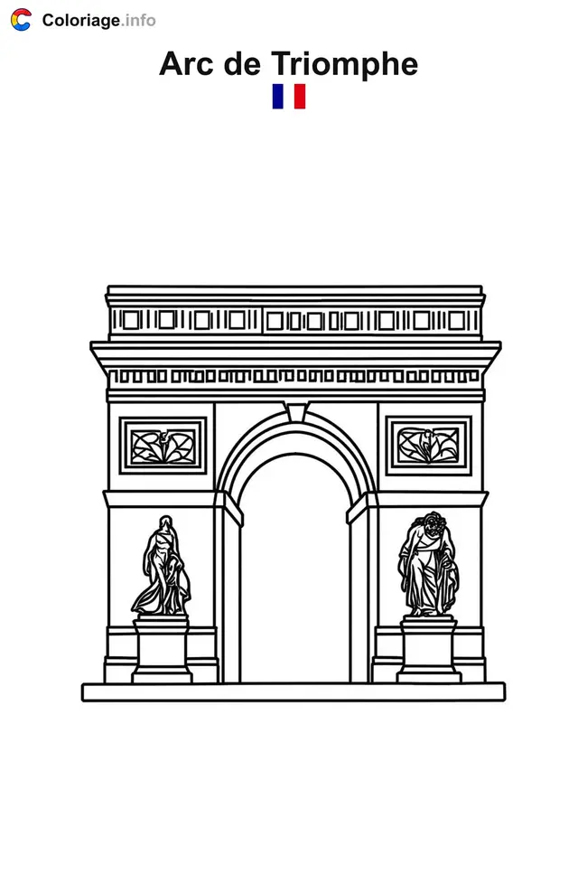Coloriage Arc de Triomphe France - Paris à imprimer