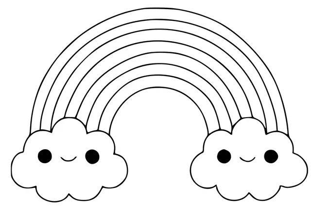 Coloriage Arc En Ciel Avec Nuages - Maternelle à imprimer