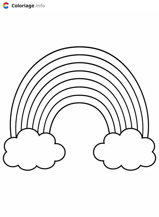 Coloriage Arc-en-ciel et nuages - Arc en ciel à imprimer