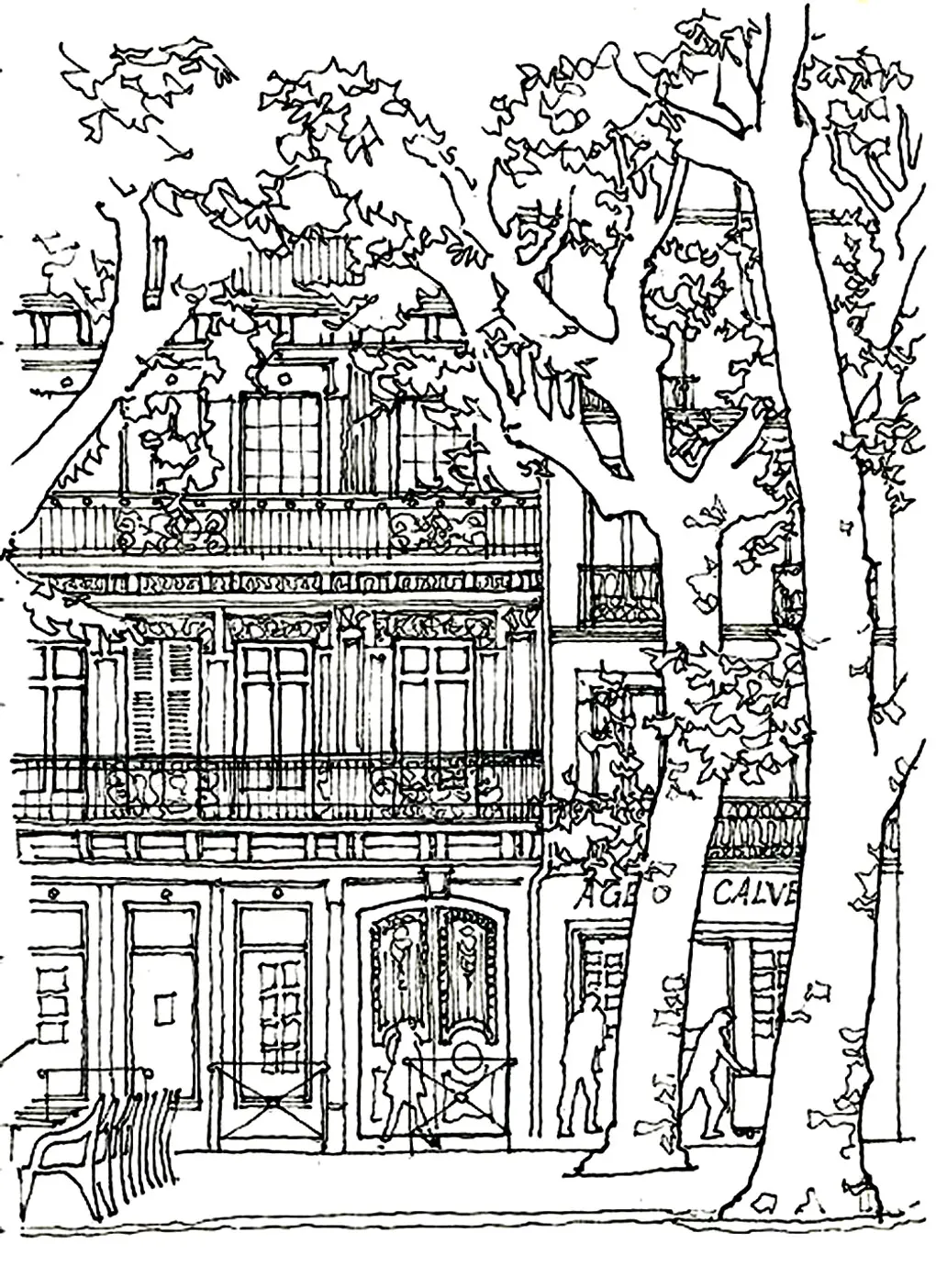 Ausmalbild Baumhaus Architektur zum Ausdrucken