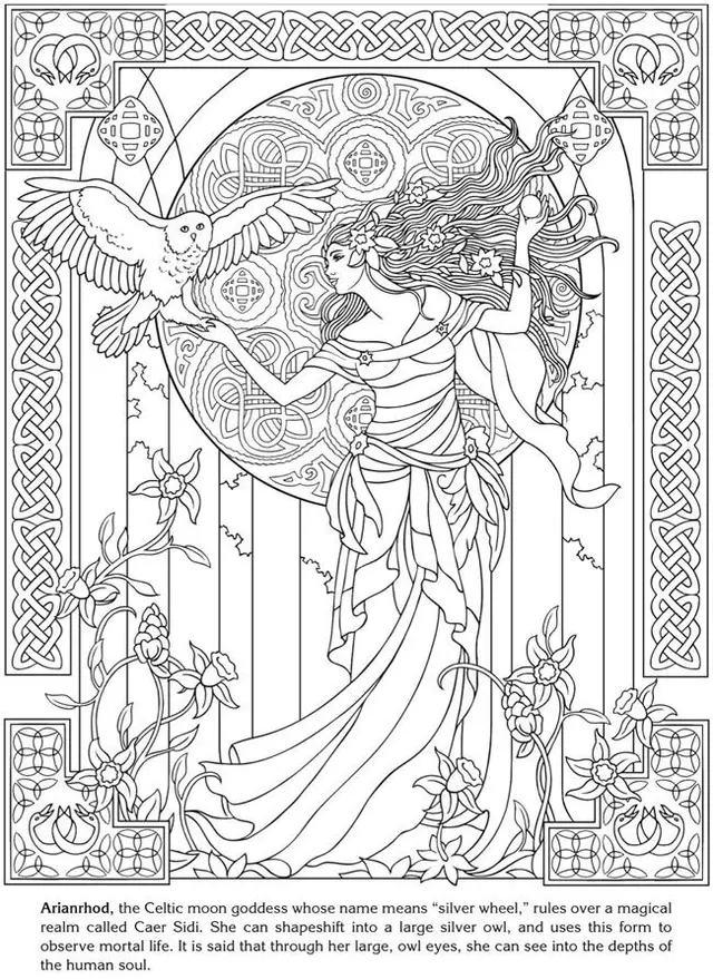 Coloriage Arianrhod Deesse Celtique - Art à imprimer