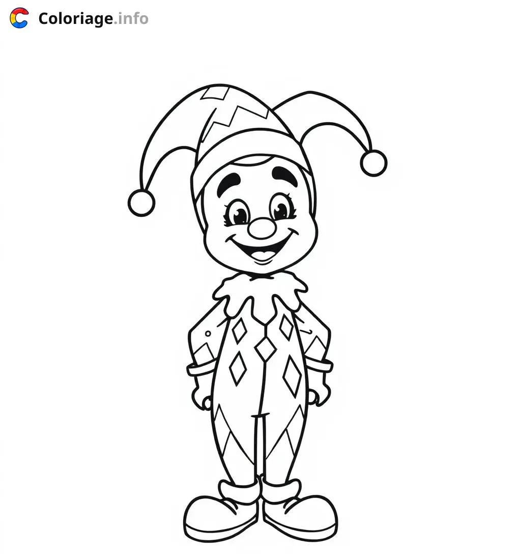 Coloriage arlequin maternelle enfant - Arlequin à imprimer
