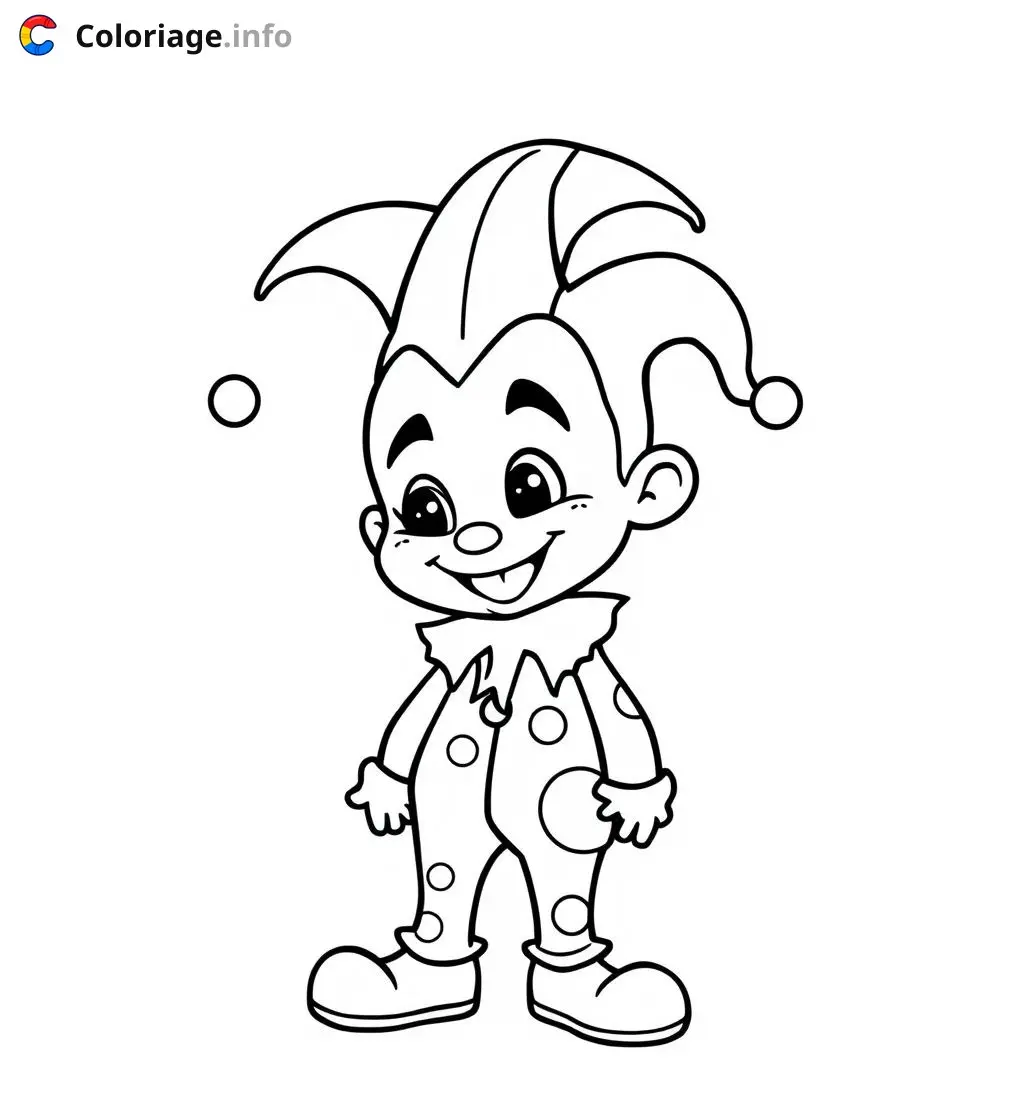 Coloriage arlequin mignon rigolo - Arlequin à imprimer