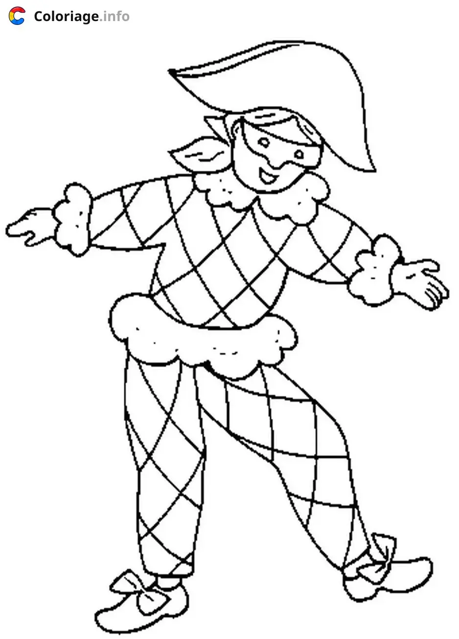Coloriage arlequin rigolo facile - Arlequin à imprimer