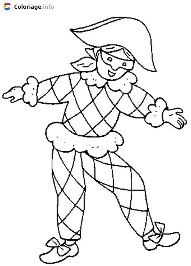 Coloriage arlequin rigolo facile - Arlequin à imprimer
