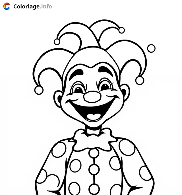 Coloriage arlequin souriant pour enfants - Arlequin à imprimer