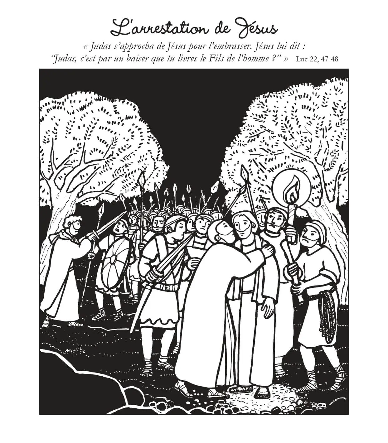 Coloriage Arrestation De Jesus - Jésus à imprimer