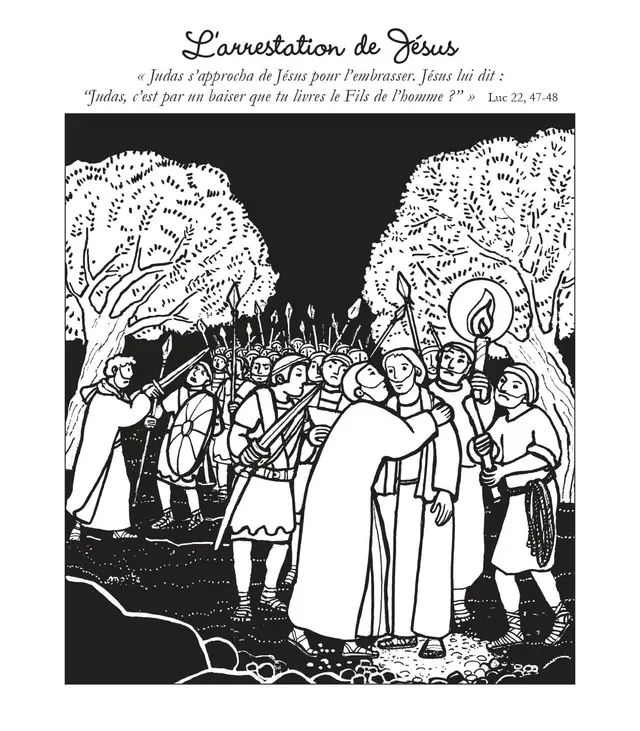 Coloriage Arrestation De Jesus - Jésus à imprimer