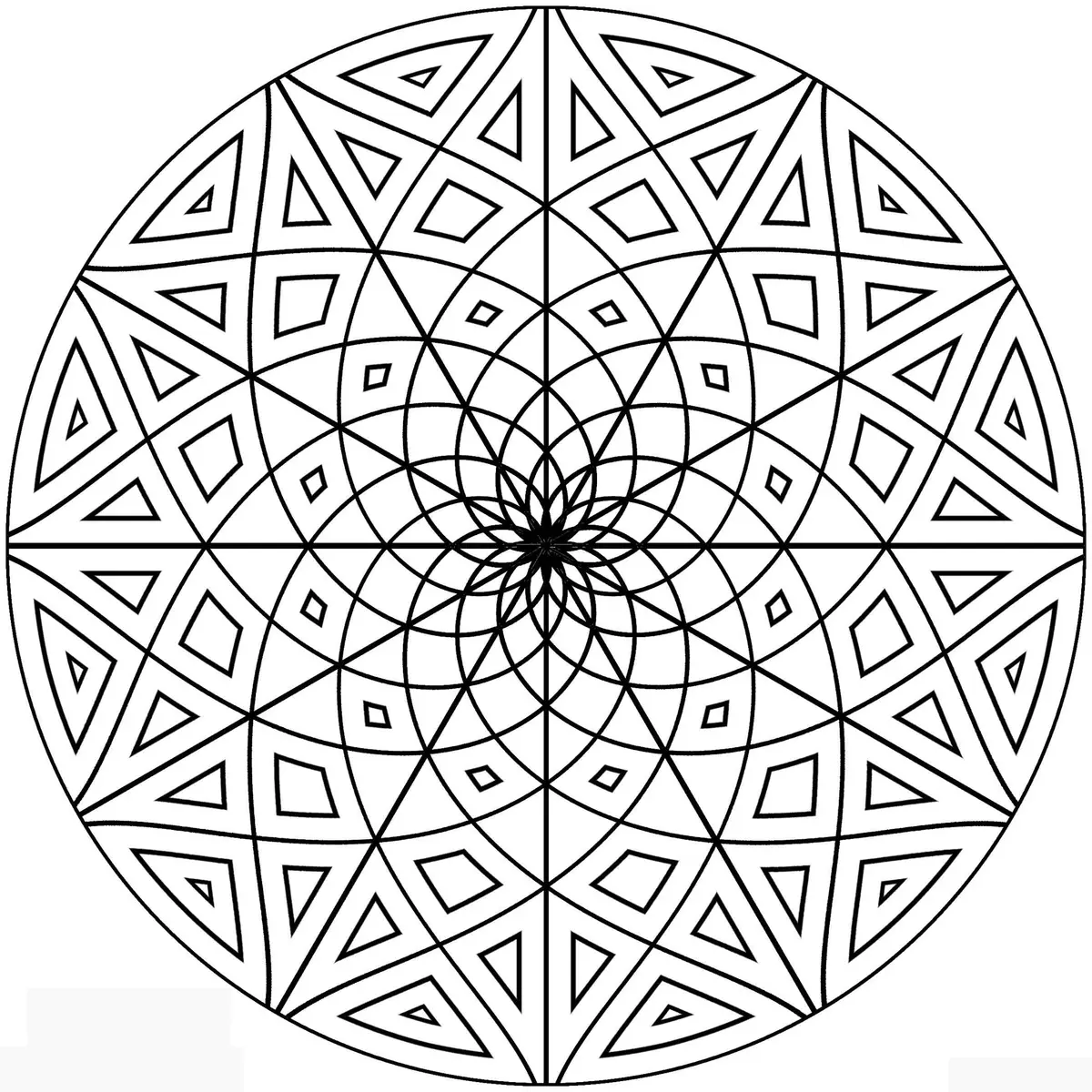 Ausmalbild Beruhigende komplexe Ornament-Komposition zum Ausdrucken