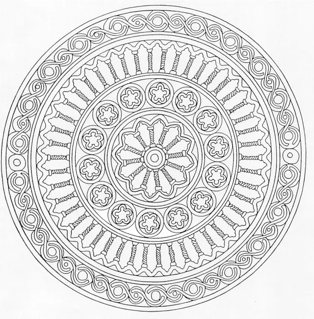 Coloriage Mandala zen avec arabesques florales - Art therapie à imprimer