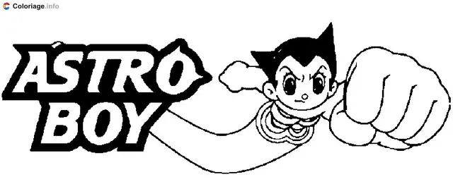 Coloriage Astro Boy volant avec détermination - Astro Boy à imprimer