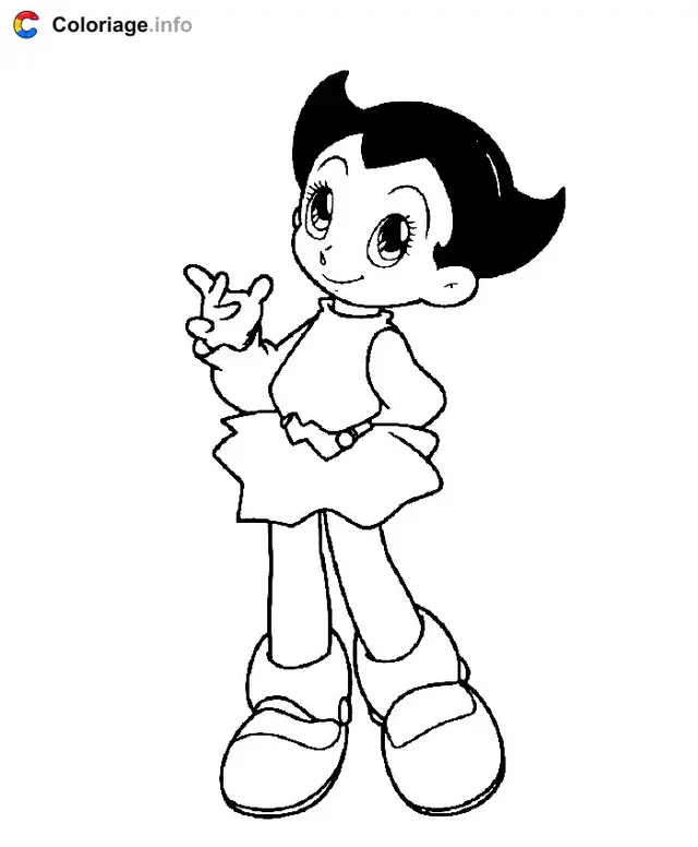 Coloriage Astro Boy saluant avec un sourire - Astro Boy à imprimer
