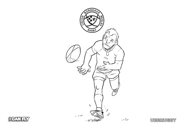 Coloriage Athlete De Rugby Recoit Une Passe - Rugby à imprimer