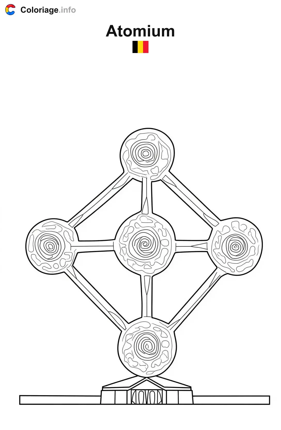 Coloriage Atomium Belgique - Monuments à imprimer