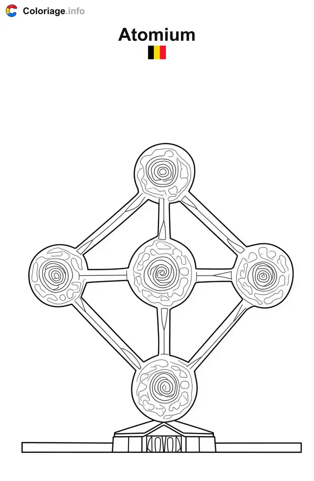 Coloriage Atomium Belgique - Monuments à imprimer