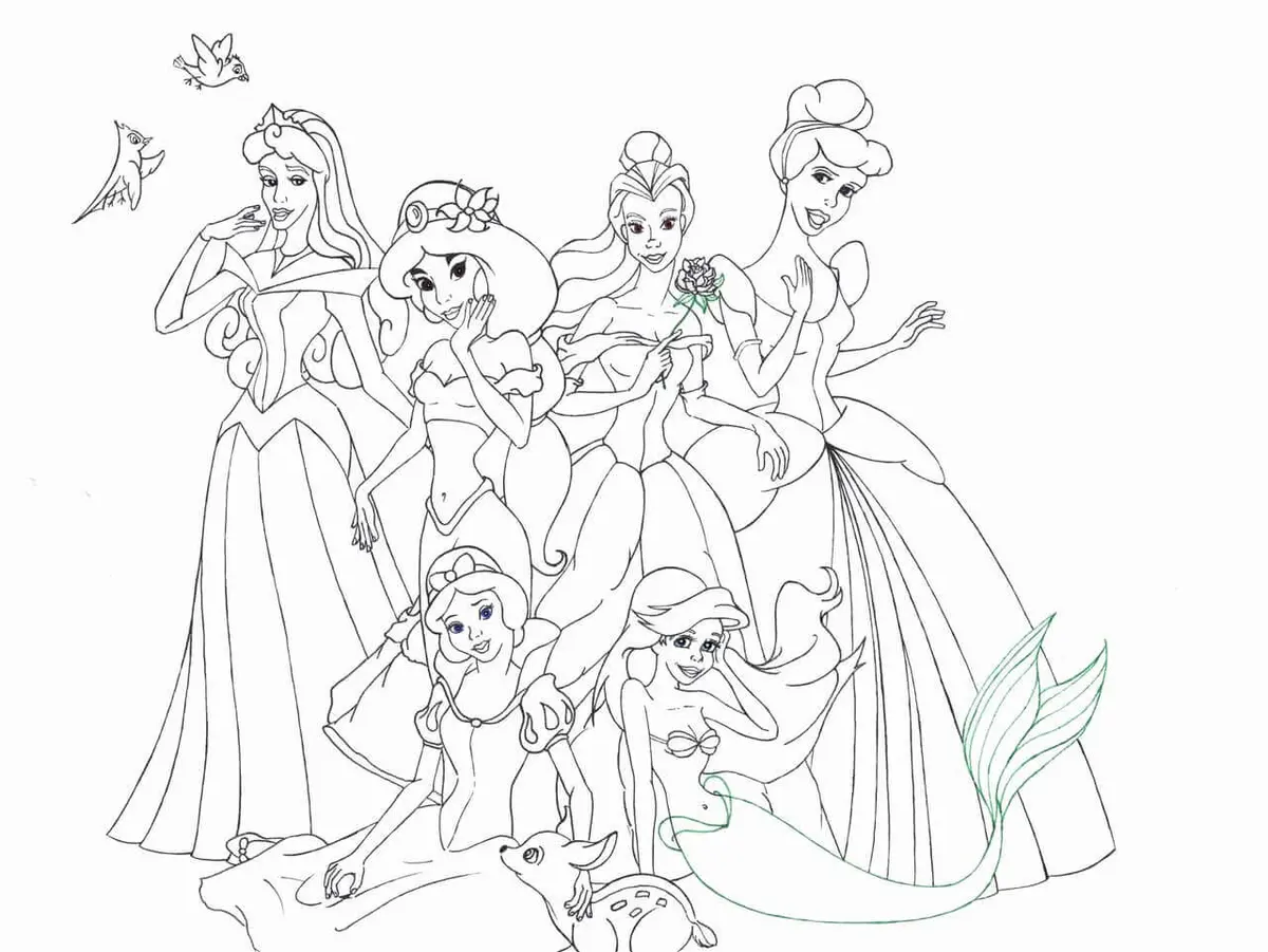 Disegno di Aurora Disney in abito da ballo rosa da stampare
