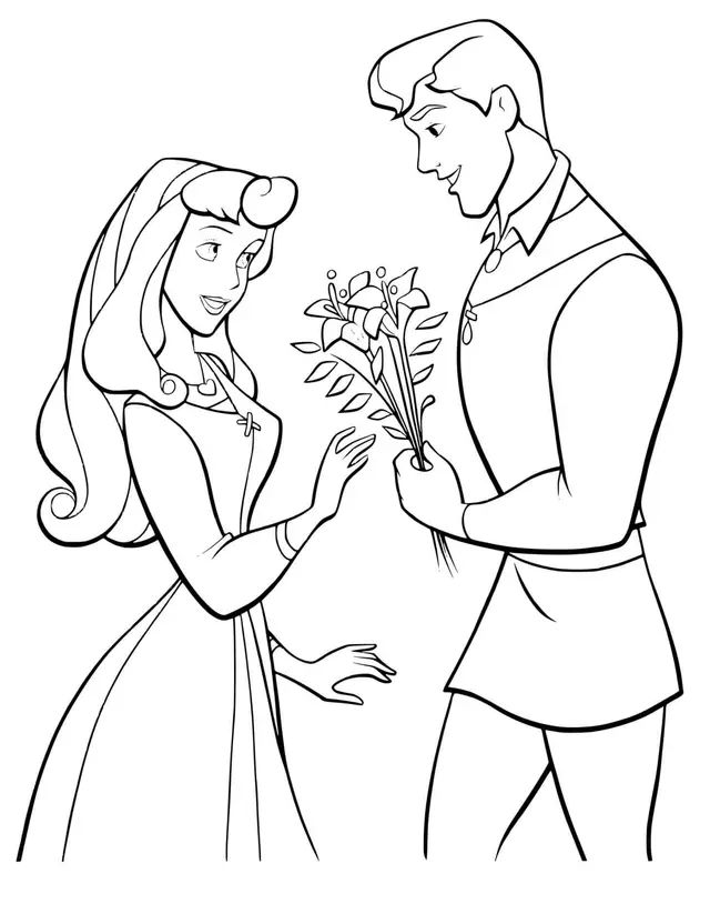 Coloriage Aurore la princesse endormie souriante - Aurore à imprimer