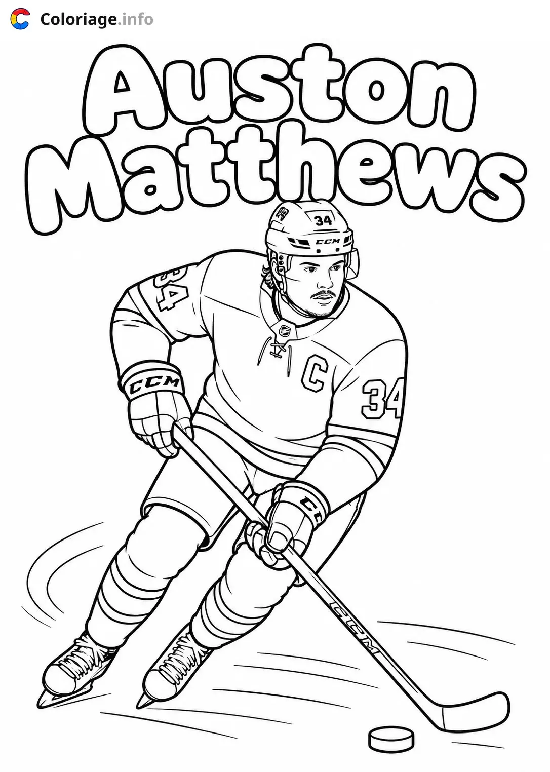 Dibujo de Auston Matthews jugador de hockey para colorear