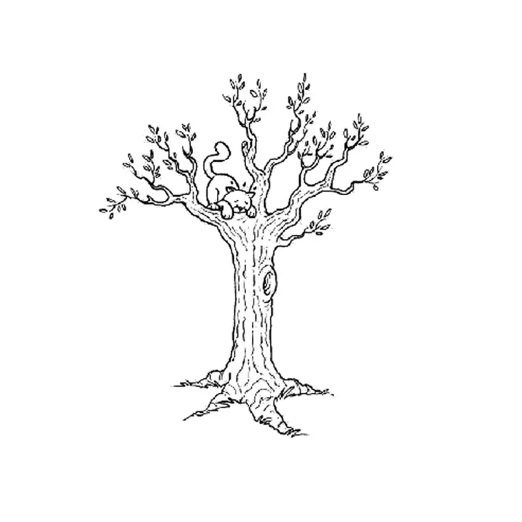 Ausmalbild Herbstbaum zum Ausdrucken
