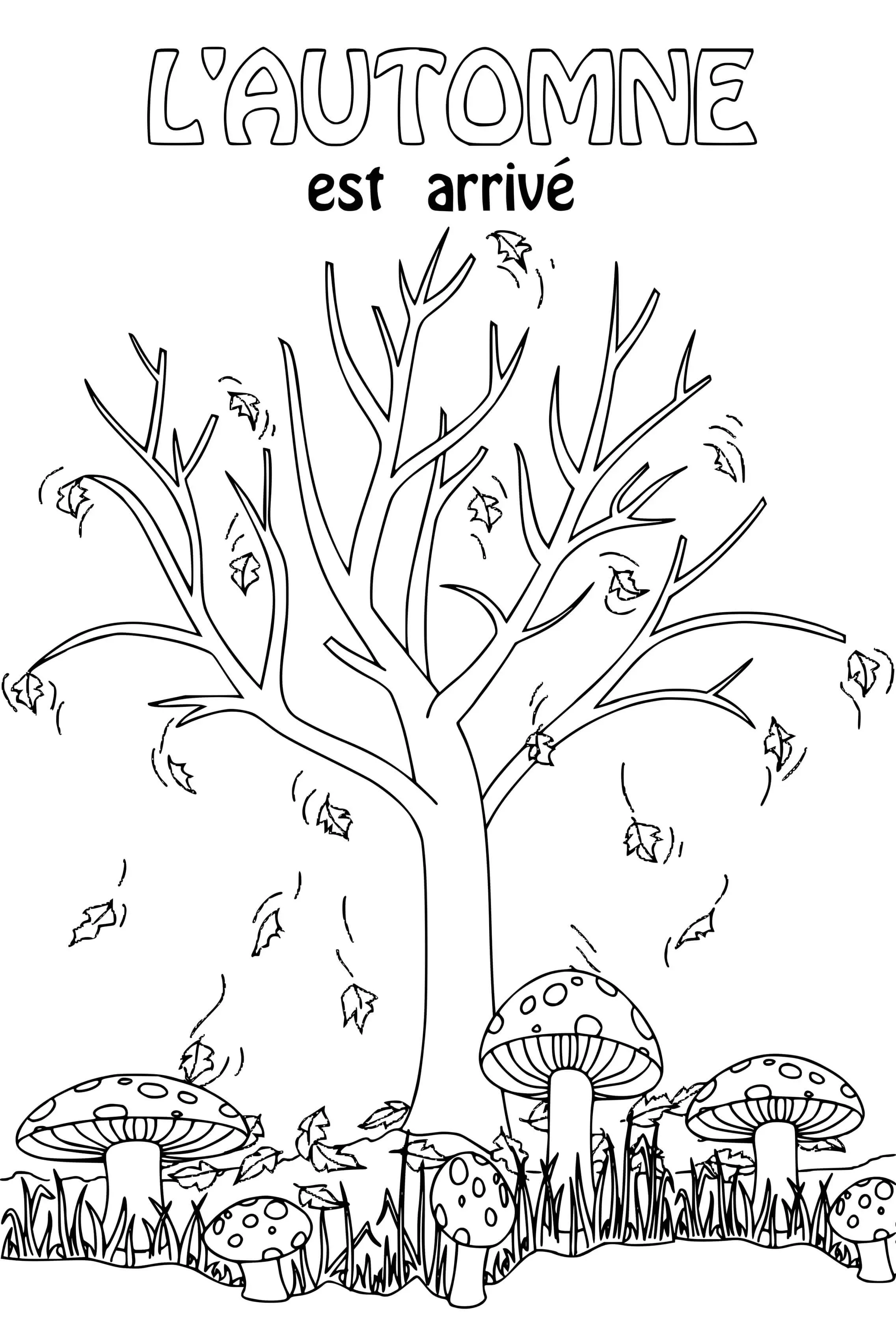 Coloriage Automne Est Arrive Mois De Novembre - Novembre à imprimer