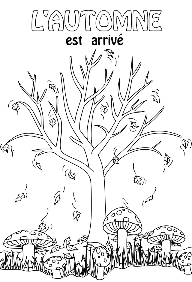 Coloriage Automne Est Arrive Mois De Novembre - Novembre à imprimer