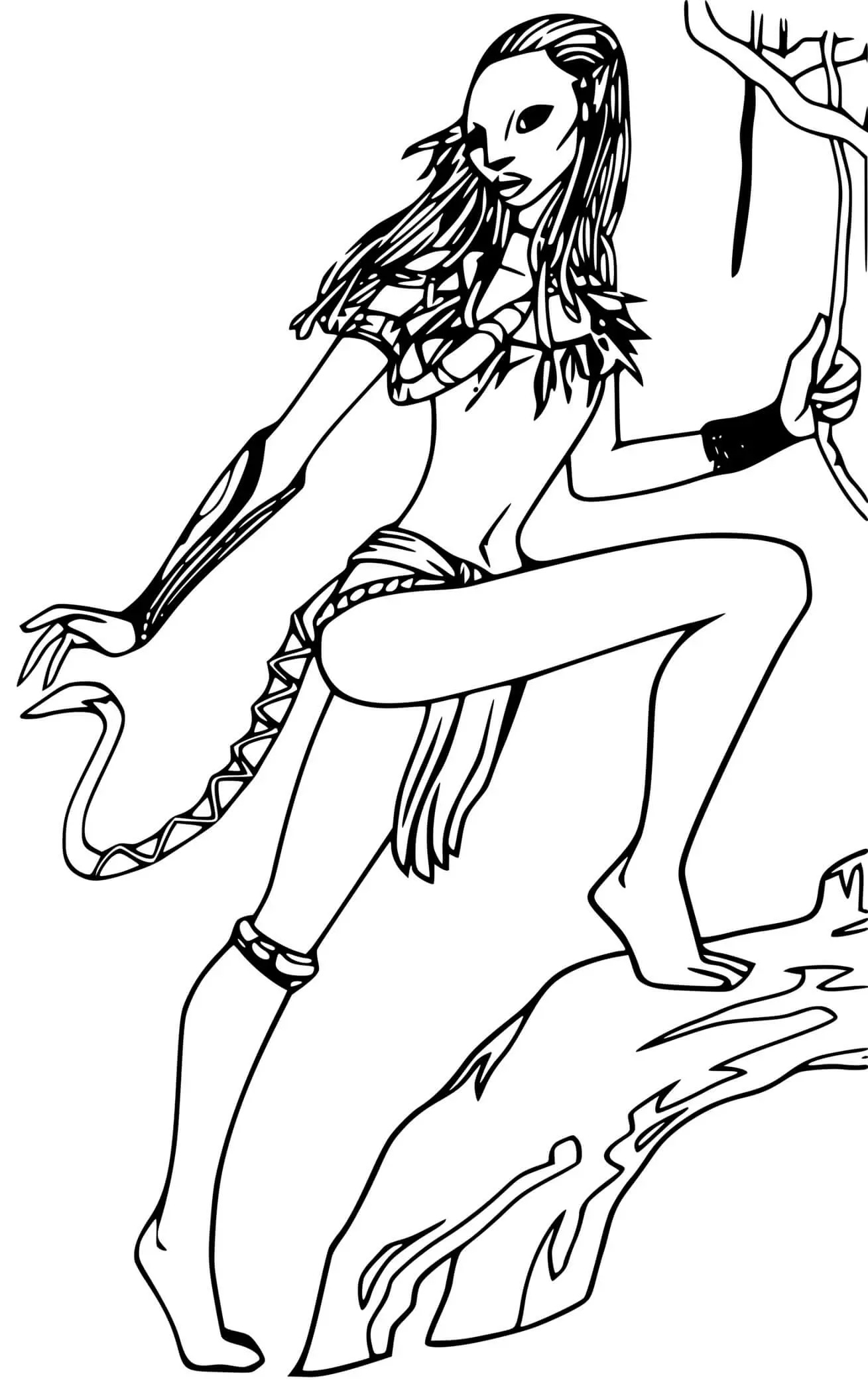 Coloriage Avatar 2 Neytiri Femme Forte - Avatar à imprimer
