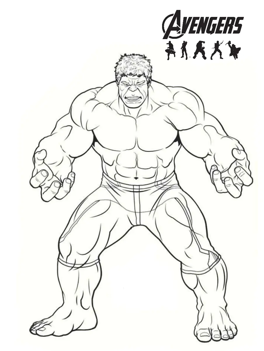 Coloriage Avengers Endgame Héros Hulk - Hulk à imprimer