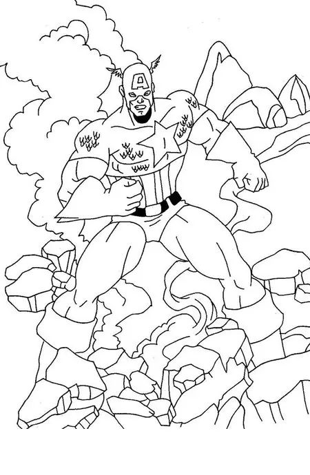 Coloriage Captain America - Avenger facile - Avengers à imprimer