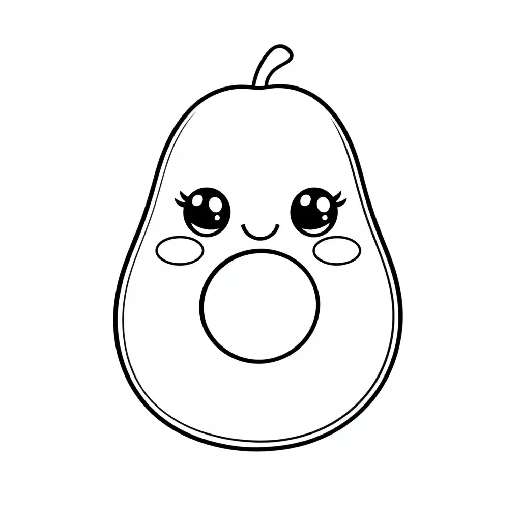 Coloriage Avocat 1 Fruit Kawaii - Kawaii fruits à imprimer
