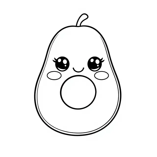 Kawaii Avocado Fruit coloring page to print