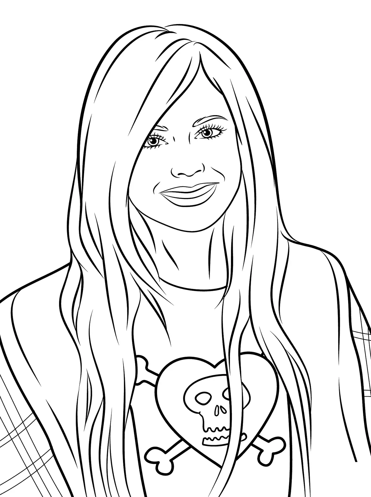 Dibujo de Avril Lavigne, Estrella de la Música para colorear