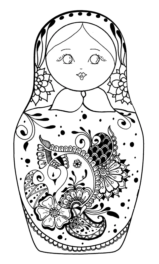 Coloriage Baby Matryoshka Doll Poupée Russe - Poupée russe matriochka à imprimer