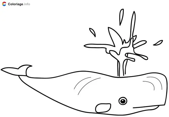 Coloriage Baleine crache de l'eau - Baleine à imprimer