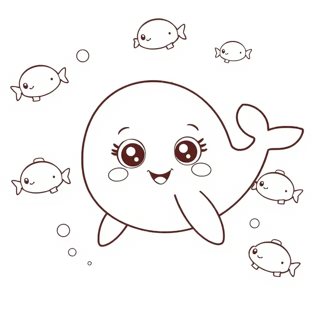 Coloriage Baleine Facile Animaux Marins - Baleine à imprimer