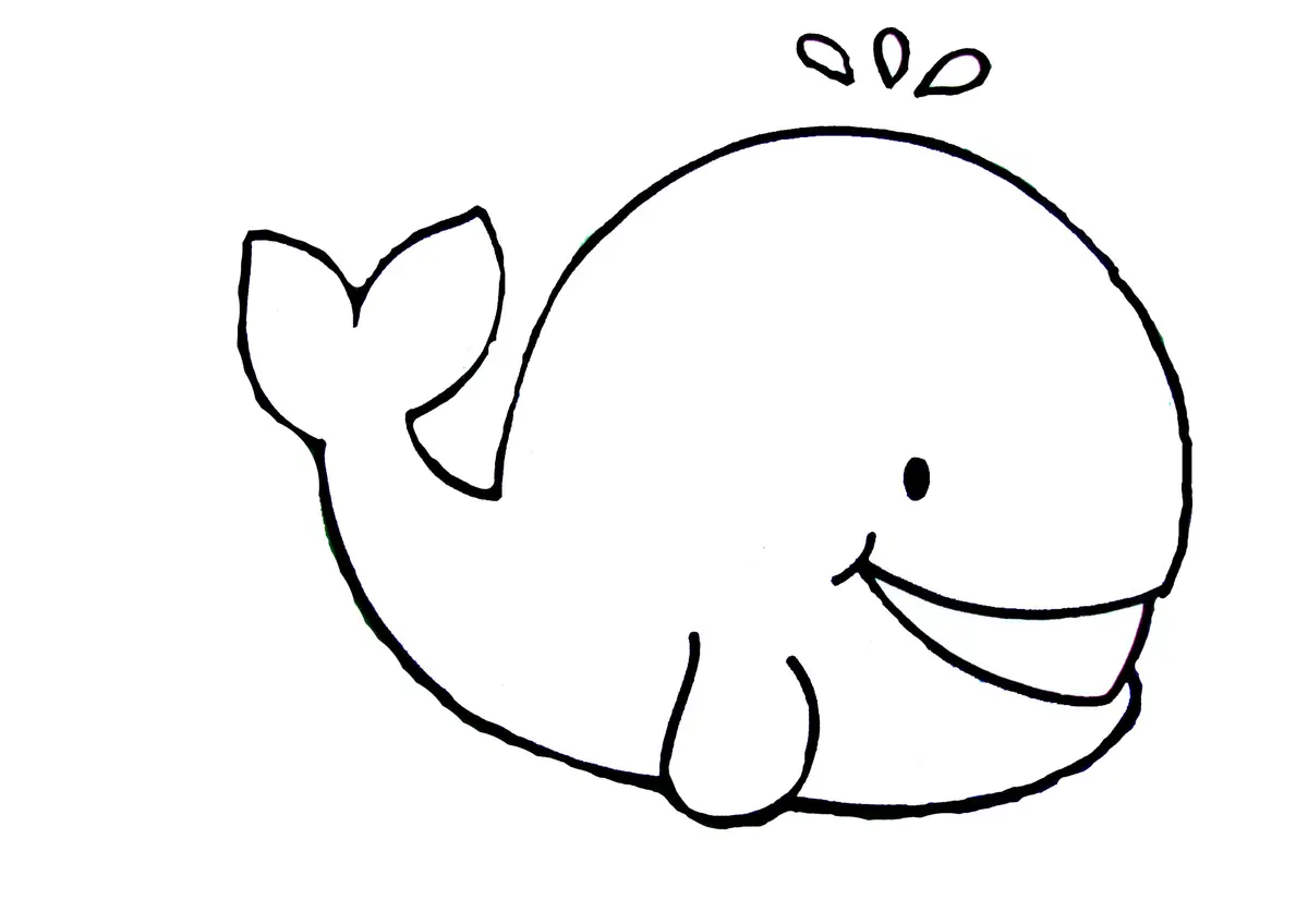 Easy Whale for Preschoolers coloring page to print