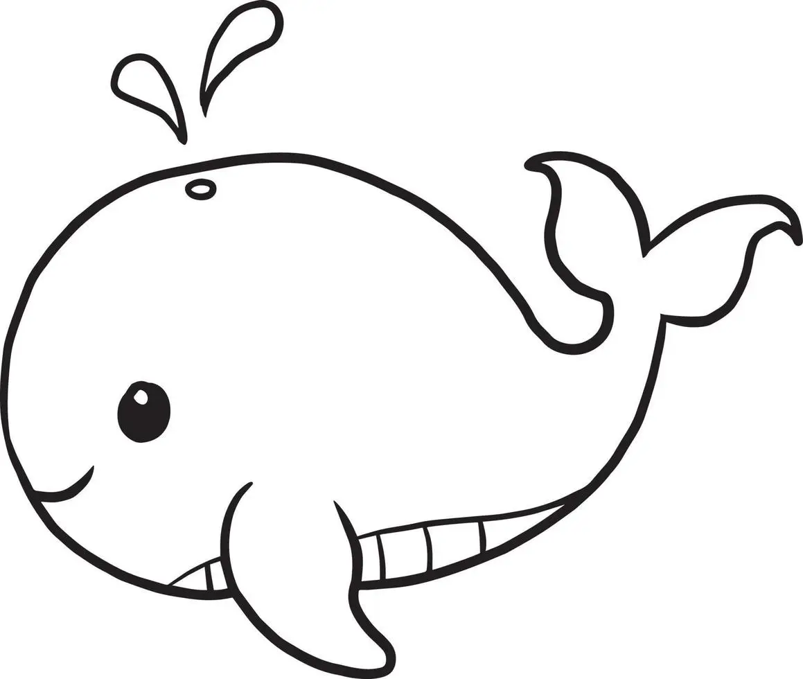 Coloriage Baleine Kawaii Simple - Baleine à imprimer