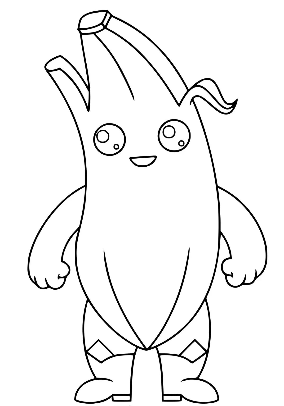 Fortnite Peely Kawaii Banana coloring page to print